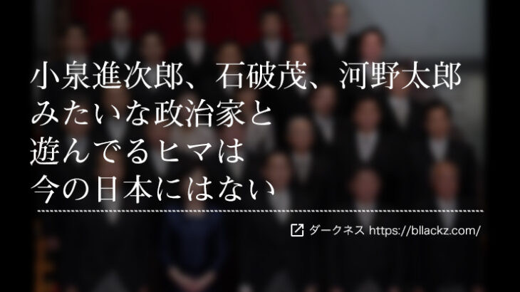 小泉進次郎、石破茂、河野太郎みたいな政治家と遊んでるヒマは今の日本にはない